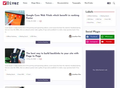 Diver Blogger Template